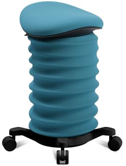 TOPSTAR Sitness 4D mit Rollen - AGR-Zertifiziert Dynamischer Sitzhocker schwarz - Petrol, ergonomischer Bürohocker - höhenverstellbar - stärkt den Rücken - entlastet die Bandscheiben