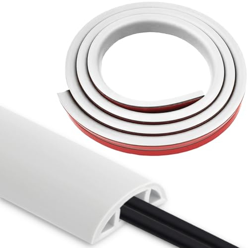 Kabelkanal Weiß Selbstklebend Kabelschutz, 3 Meter x 30mm x 10mm | Flexibel, PVC Kabelabdeckung Boden, für zu Hause, Büro, Schule, Lagerraum