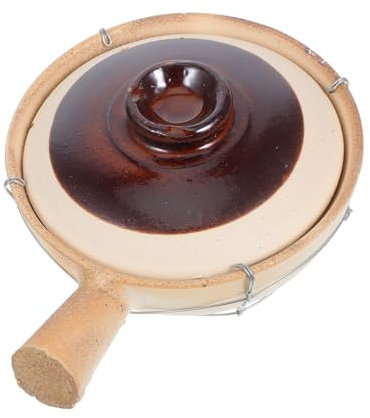 HEALLILY Traditional Chinese Clay Casserole Ceramic Pot for Stove Cooking for Rice Soup Stews and Family Meals Lid