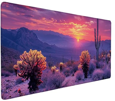 Tapis de Souris Gamer Violet Tapis de Souris XXL 100 x 50 cm, Lavable Mouse Pad Coucher de Soleil Mousepad Base en Caoutchouc Antidérapant Surface Bords Cousus Accessoires Gaming pour Bureau -ly55FR