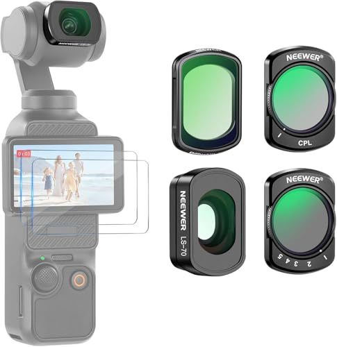 NEEWER Magnetic ND Filter Set kompatibel mit DJI Osmo Pocket 3 4 Xtra Muse | Variabler ND Filter, ND2-32, Black Diffusion 1/4, CPL, 0,72x Weitwinkelobjektiv, Displayschutzfolien Zubehör