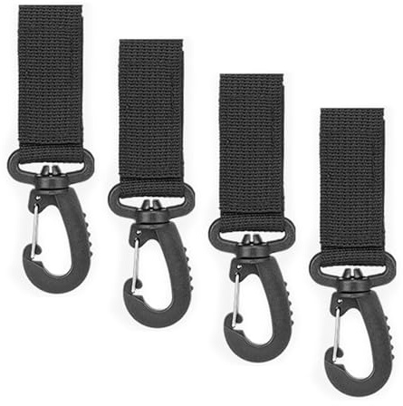 4 x Haken zum Aufhängen, Karabiner, Schlüsselanhänger, Nylon-Gurtband, Gürtel-Karabiner, einfach zu bedienen, Gürtelclip, verstellbar, für Klettern, Wandern, Outdoor