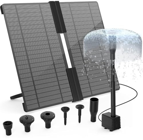 Fontaine Solaire Pliable de 20 W avec Double Couche et Grande buse, 6 Buses, for Jardin extérieur