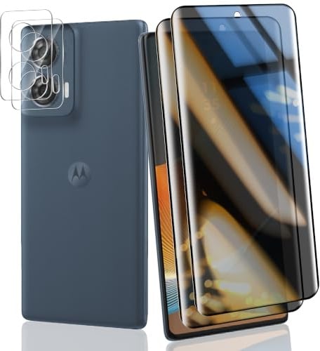 Rniidaaz 2+2 Piezas Cristal Templado Curvo Privacidad para Motorola Moto Edge 50 Fusion – Protector de Pantalla Anti-Espía con Protector de Cámara 9H, Antiarañazos, Compatible con Fundas