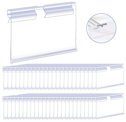 WYAN 50 Stück Etikettenhalter Transparent, Preisschildhalter Kunststoff, Regal Etikettenhalter Aus PVC-Material, für Lagerbehälter, Warenauszeichnungshalter, Supermarktgeschäft