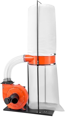 VEVOR Collecteur de Poussière Cône Vortex 1,5 HP Dépoussiéreur Mobile Sac Collecte Poussière 132,5 L, Sac Filtrant 159 L Système Dépoussiérage Précision 2,5 microns Collecteur Sciure pour Travail Bois
