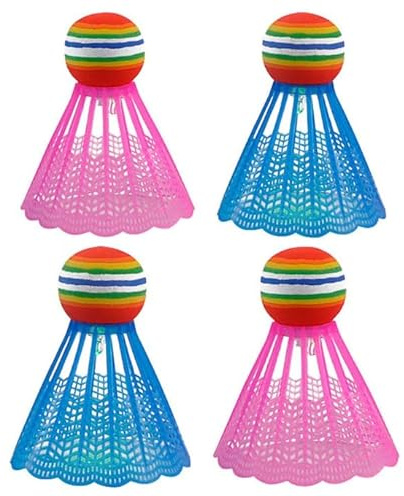 Ljmyy LED-Badminton-Federbälle, für drinnen und draußen, Sporttraining für Balltraining, Spiel, Werkzeug, Badminton-Sets für Hinterhöfe, 4 Stück