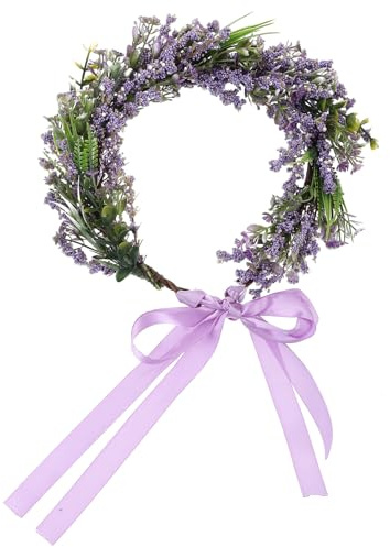 HOLIDYOYO Künstlicher Lavendel Blumenkranz Haarkranz Violett Handgefertigt Leicht Blumenstirnband Braut Kopfschmuck für Hochzeit Party Strandurlaub Zufällige Farbe Zufällige Farbe