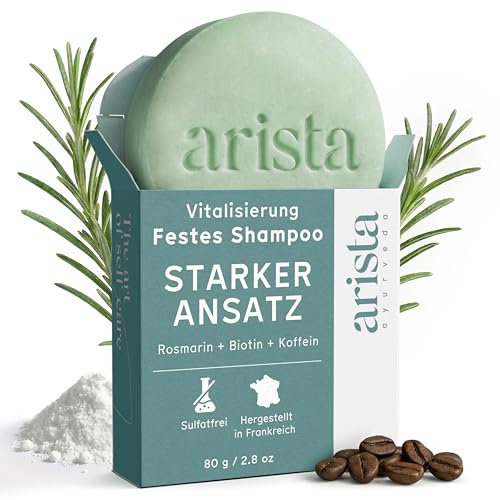 Arista Biotin & Rosmarin Festes Shampoo für feines Haar, Stärkendes Rosmarin Volumen Shampoo, Sorgt für Fülle und Schwung, Ohne Parabene, Sulfate und Silikone (80 g)