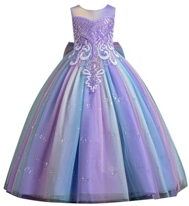 Kinder Pailletten Blumenmädchen Kleid Hochzeit Brautjungfer Festzug Party Formale Langes