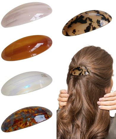 DASHUI 5 Stück Ovale Haarspangen, Französische Haarspange aus Acetat, Vintage Haarklammer, Flat Hair Clip für Mädchen Lang Dickes Haar, für Hochzeit Abschlussball Formale Haaraccessoires