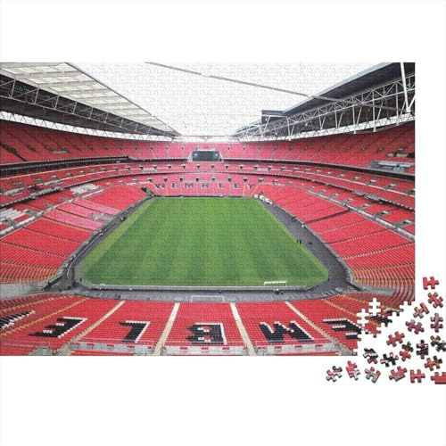 Wembley Stadion Ansicht Puzzle & Puzzlespiele Fußballstadion mit roten Sitzen Bildungsspiel für Kinder, interaktives Spiel für Erwachsene und Kinder ab 12 Jahren 38x26cm/1000 Teile