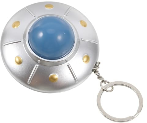 KALLORY Creative Sound Flying Saucer Keychain with LED Light, Stylish Plastic Spaceship Pendant Sturdy and Damage-resistant Keyring for Adults Car and Home Use