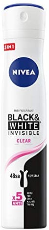NIVEA Déodorant Spray Black & White Invisible (1 x 200 ml), déodorant femme anti-traces blanches et jaunes, anti-transpirant anti odeur & humidité, protection efficace 72 h, sans alcool