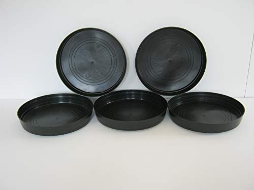 The Flowerpot Men 32cm Round Black Plastic Plant Pot Saucers Water Tray Base (x5)