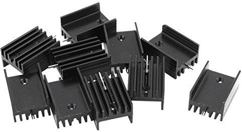 Senmubery 10 Stück 21 x 15 x 11 mm schwarzer Aluminium-Kühlkörper für TO-220 Mosfet-Transistoren