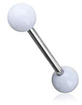 Piercing Langue Acier Chirurgical Inoxydable Anti Allergique Barbell TIAGO Blanc LOVEPIERCING