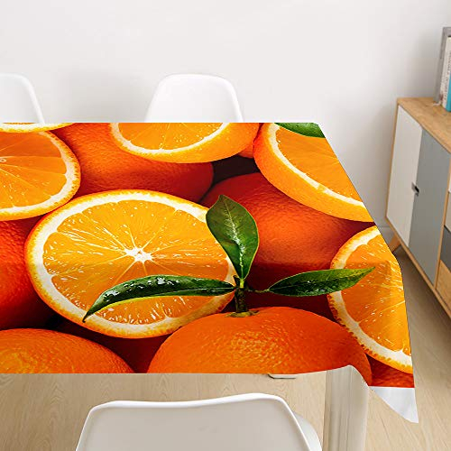 Oduo Tischdecke Wasserdicht Polyester Rechteckig, Tischdecke mit Fruchtdruck Pflegeleicht Fleckschutz Ölfest Abwaschbar Outdoor Garten Deko Farbe & Größe Wählbar (Orange,100x140cm)