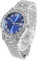 Halukakah Blaues Zifferblatt Diamant Golduhr Iced Out, Männer Platin Weißgold Plattiert Quarz Armband 24cm, mit Geschenkbox