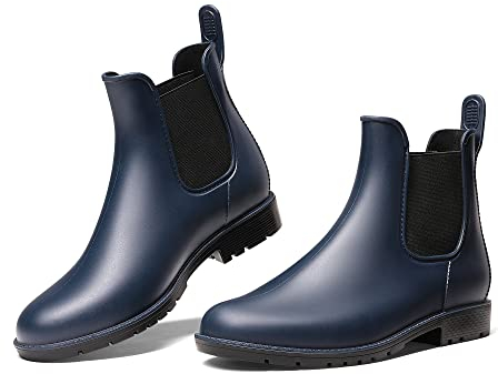 DREAM PAIRS Wellington Boots Women and Men Ankle Ladies Wellies Short Chelsea Booties Waterproof Rain Boots,SDRB2201W-E,Navy,6.5 UK/40 (EUR)