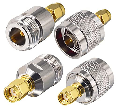 Boobrie N Male to RP SMA Male Connector N Female to RP SMA Male Connector 4PCS N to RP-SMA Male Connector Kit RP-SMA to N Type for WiFi Antenna CB Radio Antenna Broadcast Transmitter Netgear TP-Link