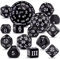 SIQUK 15 Pezzi Poliedrici Dadi D3-D100 Dadi da Gioco Dadi D&D per Dungeons Dragons RPG MTG, Nero e Bianco