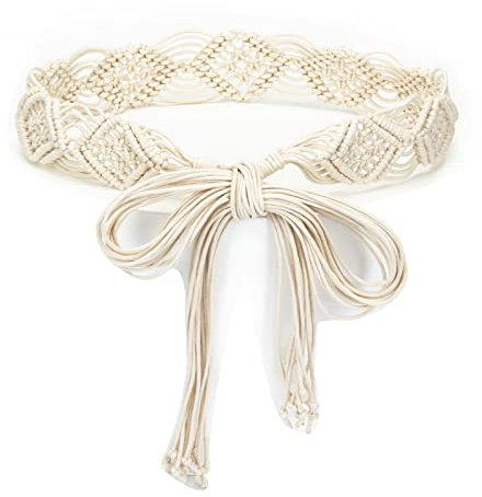 ILuvatar Women's Bohemian Style Rope Braid Waist Belt U33, White, 170 cm