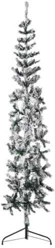 vidaXL Künstlicher Halb Weihnachtsbaum mit Schnee Schlank Christbaum Tannenbaum Dekobaum Kunstbaum Weihnachten Dekoration Weihnachtsdeko 210cm
