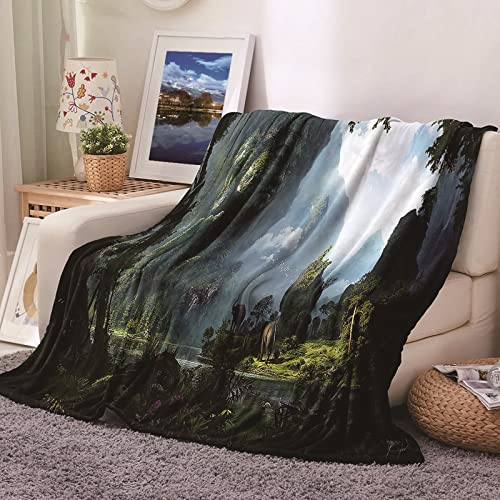 Fleece Decke Mädchen, Flanelldecke Kinder Weich Grün Sofaüberwurf Baumfluss Sofadecke Couchdecke 130X150CM