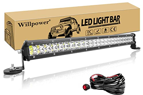 Willpower Led Arbeitsscheinwerfer Bar Traktor 20 Zoll 144W + Magnet Halterungen + Kabelbaum Led Scheinwerfer 12V 24V Zusatzscheinwerfer IP67 Wasserdicht LED Light bar für Offroad Auto LKW 4x4 ATV