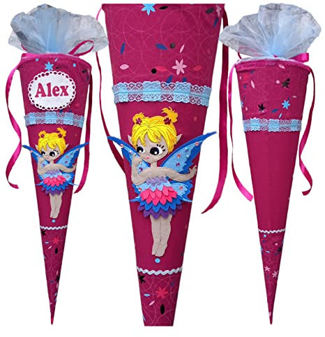 Schultüte passend zum Step by Step Fairy Freya, Fee mit Flügeln, für Mädchen, genäht, mit Name versehen