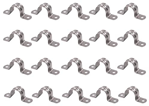 35mm Pipe Strap Clamps, 20 Pcs 304 Stainless Steel Pipe Holder Brackets, Saddle U Shaped Tube Clips for Ducting Plumber Water Pipe