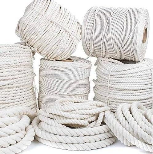 Hilo de macramé de 8 mm x 10 m, cuerda de algodón gruesa, cordón de algodón, cuerda de macramé, cuerda de macramé para manualidades, colgante de pared, colgador de plantas, jardinería