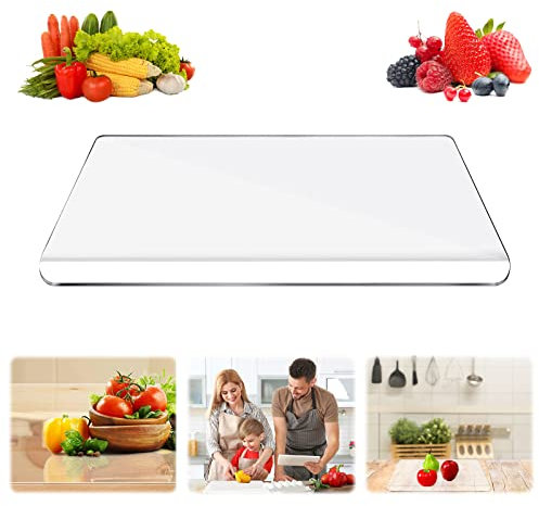 Grande planche à découper en acrylique, petite planche à découper pour plan de travail de cuisine avec rebord antidérapant 45 x 60 cm