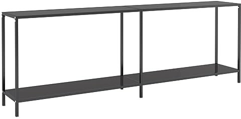 vidaXL Konsolentisch Konsole Beistelltisch Flurtisch Sideboard Ablagetisch Wandtisch Glastisch Schwarz 220x35x75,5cm Hartglas Stahl