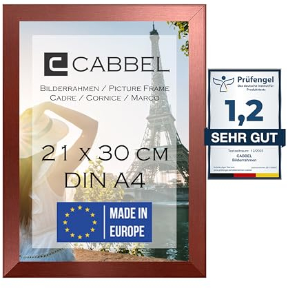 CABBEL Einzelpack (1 STK.) Bilderrahmen DIN A4 21x30 MDF Holz-Rahmen in Rose Gold | zum Aufhängen & Aufstellen | mit bruchsicherem Plexi-Glas/Modern | ideal für Fotos/Bilder/Collage