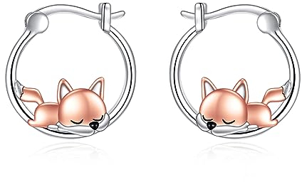 Fuchs Creolen Ohrringe für Damen 925 Sterling Silber Niedliche Fuchs Ohrringe Schmuck Geschenke für Mädchen (Fuchs 2)