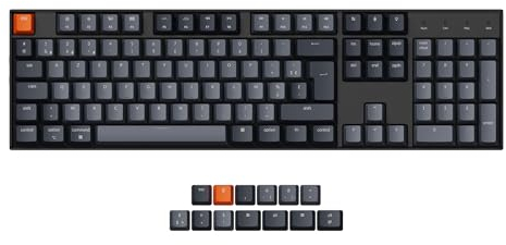 Keychron K10 Clavier de Jeu mécanique sans Fil, 104 Touches Pleine Taille rétroéclairées par LED Blanches Rechargeables USB-C Clavier Filaire Bluetooth, Gateron G Pro Switch Rouge pour Mac/Windows