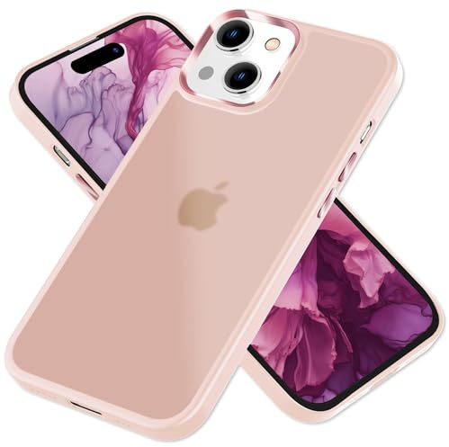 NALIA Matte Handyhülle für iPhone 15 - Semi, Rosa | Kabelloses Laden möglich, Harte Kunststoff-Rückseite, Erhöhter Kamera-Ausschnitt, Griffige Dry-Touch Haptik, FUZION