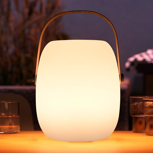 ZWOOS Lamparas de Mesita de Noche Sin Cable, Lampara Mesa Recargable LED RGB, Luce Inalambrica Portátil con Modo de Parpadeo de Vela, Impermeable IP54, con Control Remoto