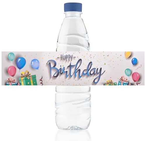 URROMA Happy Birthday S6-UR00786-EU - Etichette per bottiglie d'acqua, 50 pezzi, per compleanno, per feste, compleanni, bottiglie d'acqua potabile