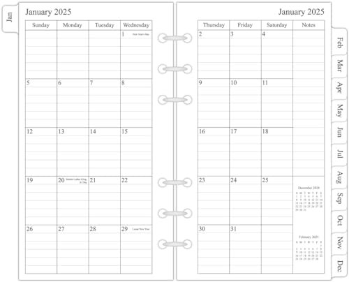 newestor Monatsplaner 2025, Nachfüllpackung, 9,5 x 17,5 cm, 13 Monate von Dezember 2024 bis Dezember 2025, kompakt/persönlich/tragbare Größe
