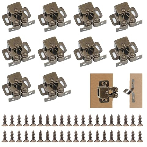 YEYIT Möbelschnäpper 10 Stück stark Schnäpper Double Roller Catch Schranktür Schrankverschlüsse mit Schrauben Schranktür Tür Latch Fang für Schränk Schranktüren Küche Grüne Bronze