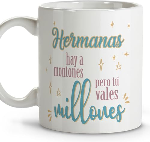 LolaPix Tazas personalizadas. Tazas de cafe. Regalo hermana. Regalos para hermanas. Taza cerámica 330 ml.