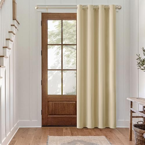 MIULEE Verdunklungsvorhang Beige-gelb Blickdichte Vorhänge mit Ösen Thermovorhang Hitzeschutz Türvorhang 1 Stück H 245 x B 140 cm Tür Gardinen Abdunkelnde Wohnzimmer Schlafzimmer Blackout Curtain