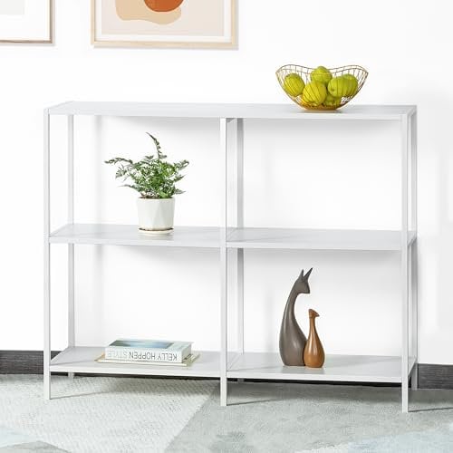 HDANI Table Console en Métal 100cm avec 3 étagères de Rangement,Petite Table de canapé,Table Console étroite,Style Moderne,Adaptée à l'entrée de la Table du Salon,Chambre à Coucher,Blanc