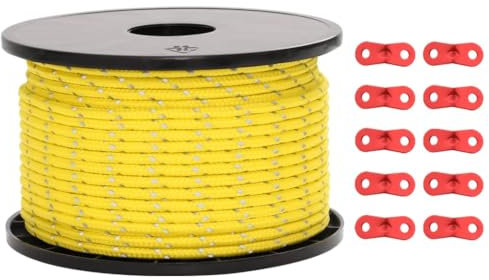vidaXL Zeltleine, Zeltschnur mit Seilspannern, Abspannleine Reflektierend für Zelt Camping, Abspannseil Campingseil, Polypropylen 50m 5mm