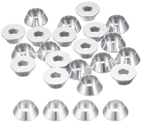 sourcing map Arandelas avellanadas de taza cónica M5, 10 juntas de aluminio anodizado, junta de arandela de cabeza de taza, junta avellanada de tornillo de taza para piezas de accesorios mecánicos,