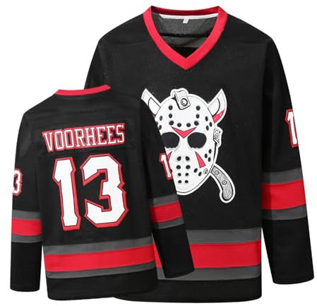 Voorhees Jason 13 Friday Movie Eishockey Trikot Halloween, Schwarz, Mittel