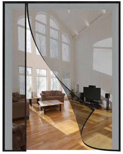 Fliegengitter Balkontür 140x210cm, Schwarz Fliegengitter Tür Magnet, Geeignet für Balkontür Terrassentür Kellertür Zimmertür und Schiebetür, ohne Bohren